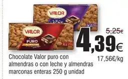 FROIZ Chocolate Valor puro con almendras o con leche y almendras marconas enteras oferta