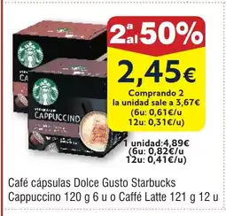FROIZ Café cápsulas Dolce Gusto Starbucks Cappuccino oferta