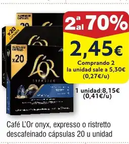 FROIZ Café L'Or onyx, expresso o ristretto descafeinado cápsulas oferta
