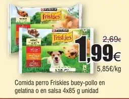 FROIZ Comida perro friskies buey-pollo en gelatina o en salsa oferta