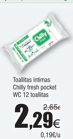 FROIZ Toallitas íntimas Chilly fresh pocket WC 12 toallitas oferta