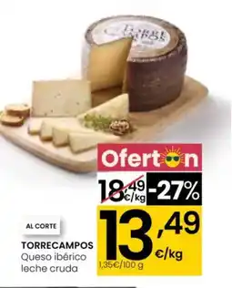 Eroski TORRECAMPOS Queso ibérico leche cruda oferta