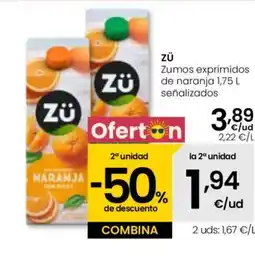 Eroski ZÜ Zumos exprimidos de naranja oferta
