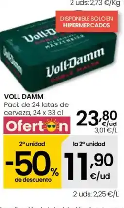 Eroski VOLL DAMM Pack de 24 latas de cerveza oferta