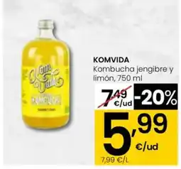 Eroski KOMVIDA Kombucha jengibre y limón oferta