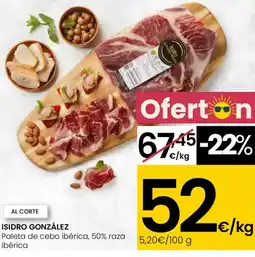 Eroski ISIDRO GONZÁLEZ Paleta de cebo ibérica, 50% raza ibérica oferta