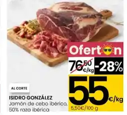 Eroski ISIDRO GONZÁLEZ Jamón de cebo ibérico, 50% raza ibérica oferta