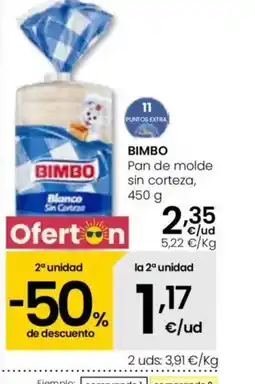 Eroski BIMBO Pan de molde sin corteza oferta