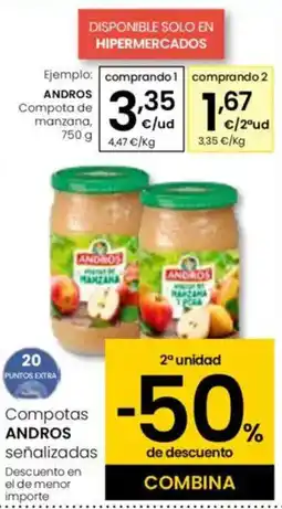 Eroski ANDROS Compota de manzana oferta