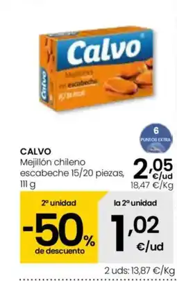 Eroski CALVO Mejillón chileno escabeche 15/20 piezas oferta
