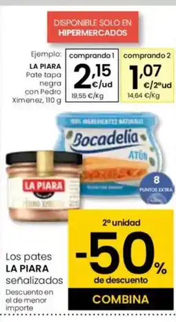 Eroski LA PIARA Pate tapa negra con Pedro oferta