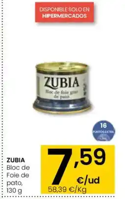 Eroski ZUBIA Bloc de Foie de pato oferta