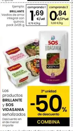 Eroski BRILLANTE Vasitos de arroz integral con quinoa oferta