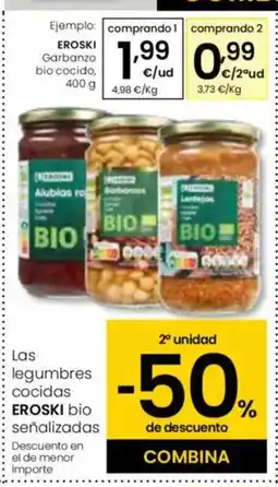 Eroski EROSKI Garbanzo bio cocido oferta