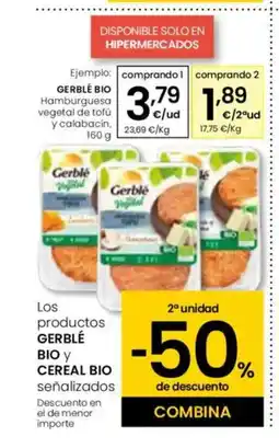 Eroski GERBLÉ BIO Hamburguesa vegetal de tofú y calabacín oferta
