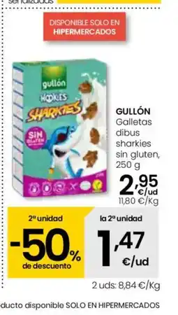 Eroski GULLÓN Galletas dibus sharkies sin gluten oferta