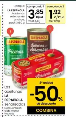 Eroski LA ESPAÑOLA Aceitunas rellenas de anchoa oferta