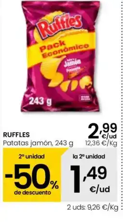 Eroski RUFFLES Patatas jamón oferta