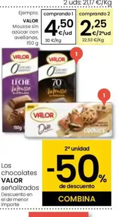 Eroski VALOR Mousse sin azúcar con avellanas oferta