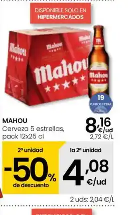 Eroski MAHOU Cerveza 5 estrellas oferta