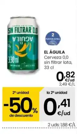 Eroski EL ÁGUILA Cerveza 0,0 sin filtrar lata oferta