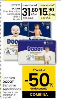 Eroski DODOT Pañal sensitive jumbopack oferta