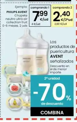 Eroski PHILIPS AVENT Chupete neutro ultra air collection fruit 0-6 meses, 2 uds oferta