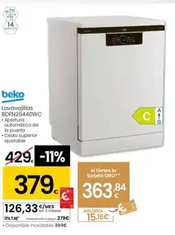 Eroski BEKO Lavavajillas BDFN26440WC oferta