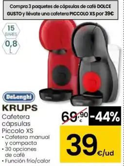 Eroski DELONGHI KRUPS Cafetera cápsulas Piccolo XS oferta