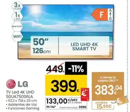 Eroski LG TV Led 4K UHD 50UA75006LA oferta