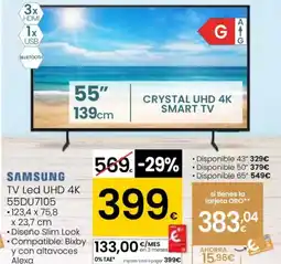 Eroski SAMSUNG TV Led UHD 4K 55DU7105 oferta