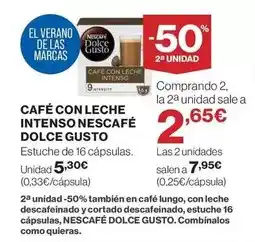 Hipercor Nescafé - cafe con leche intenso dolce gusto oferta