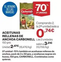 Hipercor Carbonell - aceitunas rellenas de anchoa oferta