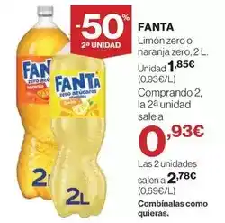 Hipercor Fanta - limon zero o naranja zero oferta