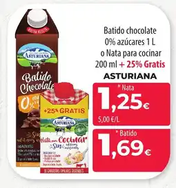 SPAR Lanzarote ASTURIANA Batido chocolate 0% azúcares o Nata para cocinar oferta