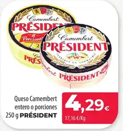 SPAR Lanzarote PRÉSIDENT Queso Camembert entero o porciones oferta