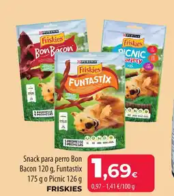 SPAR Lanzarote FRISKIES Snack para perro Bon Bacon Funtastix o Picnic oferta