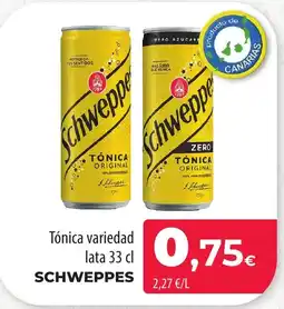 SPAR Lanzarote SCHWEPPES Tónica variedad lata oferta