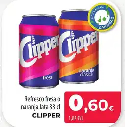 SPAR Lanzarote CLIPPER Refresco fresa o naranja lata oferta