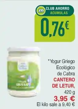 Masymas CANTERO DE LETER Yogur Griego Ecológico de Cabra oferta