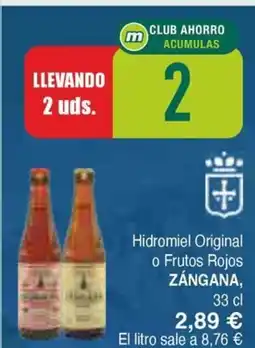 Masymas ZÁNGANA Hidromiel Original o Frutos Rojos oferta