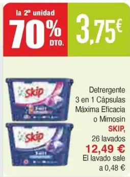Masymas SKIP Detrergente 3 en 1 Cápsulas Máxima Eficacia o Mimosín oferta