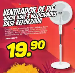 Mandatelo.com Ventilador de pie 40cm 45w 3 velocidades base reforzada oferta