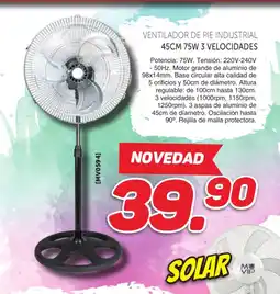 Mandatelo.com Ventilador de pie industrial 45cm 75w 3 velocidades oferta