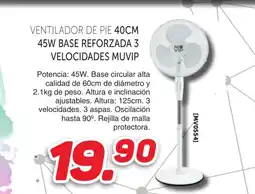 Mandatelo.com Ventilador de pie 45w base reforzada 3 velocidades muvip oferta
