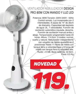 Mandatelo.com Ventilador nebulizador design pro 80w con mando y luz led oferta
