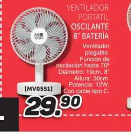 Mandatelo.com Ventilador portatil oscilante 8" batería oferta