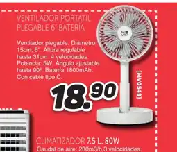 Mandatelo.com Ventilador portatil plegable 6" batería oferta