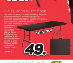 Mandatelo.com Mesa de resina plegable efecto ratán oferta