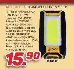 Mandatelo.com Linterna led recargable cob 8w 500lm oferta